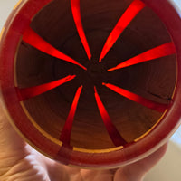 Handcrafted Ash Wood & Crimson Epoxy Resin Vessel – Decorative Hollow Form / Storage Bowl (3.5" x 3.5")