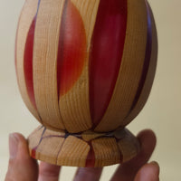 4" Ruby Mosaic Bud Vase - Reclaimed Wood & Red Resin Vessel - Geometric Hybrid Art