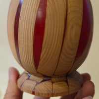 4" Ruby Mosaic Bud Vase - Reclaimed Wood & Red Resin Vessel - Geometric Hybrid Art