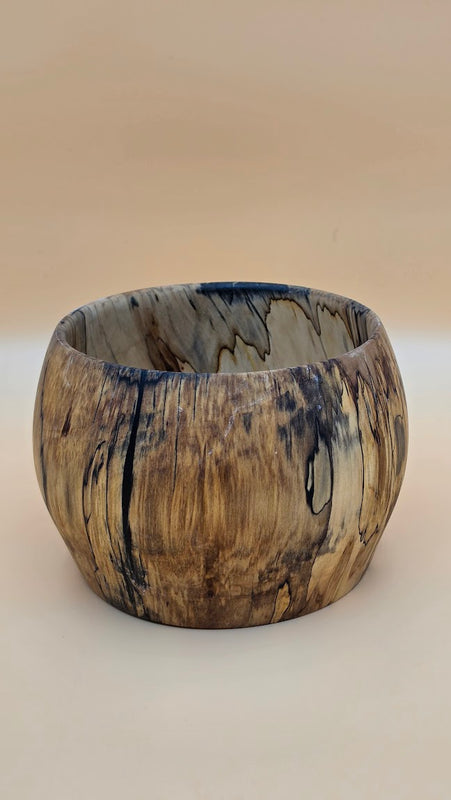 Hand-Turned Spalted Sweetgum End-Grain Bowl – Deep Wooden Vessel / Decorative Accent Piece (6.5" x 5")