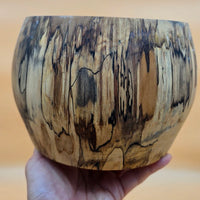 Hand-Turned Spalted Sweetgum End-Grain Bowl – Deep Wooden Vessel / Decorative Accent Piece (6.5" x 5")
