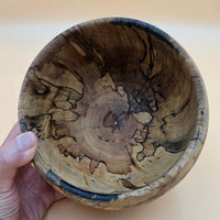 Hand-Turned Spalted Sweetgum End-Grain Bowl – Deep Wooden Vessel / Decorative Accent Piece (6.5" x 5")