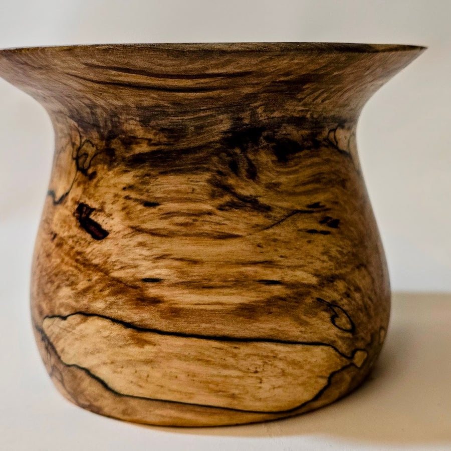 6" Spalted Sweetgum Natural Edge Bowl - Hand-Turned "Ink-Line" Art Vessel - Sculptural Organic Wood Bowl