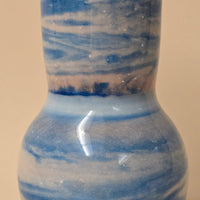 6" Blue & White "Porcelain" Douglas Fir Art Vase - Hand-Turned Waterproof Vessel - Modern Coastal Decor