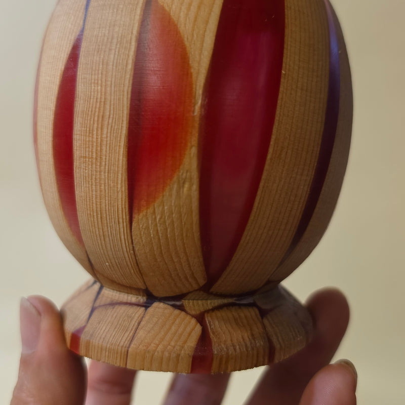 4" Ruby Mosaic Bud Vase - Reclaimed Wood & Red Resin Vessel - Geometric Hybrid Art