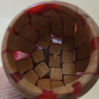 4" Ruby Mosaic Bud Vase - Reclaimed Wood & Red Resin Vessel - Geometric Hybrid Art