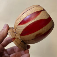 4" Ruby Mosaic Bud Vase - Reclaimed Wood & Red Resin Vessel - Geometric Hybrid Art