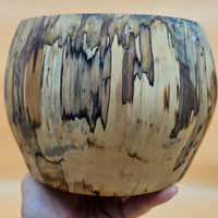 Hand-Turned Spalted Sweetgum End-Grain Bowl – Deep Wooden Vessel / Decorative Accent Piece (6.5" x 5")