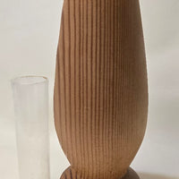 8.5" Hand-Turned Douglas Fir Flower Vase - Geometric Grain Art Vessel with Fresh Flower Insert