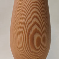 8.5" Hand-Turned Douglas Fir Flower Vase - Geometric Grain Art Vessel with Fresh Flower Insert